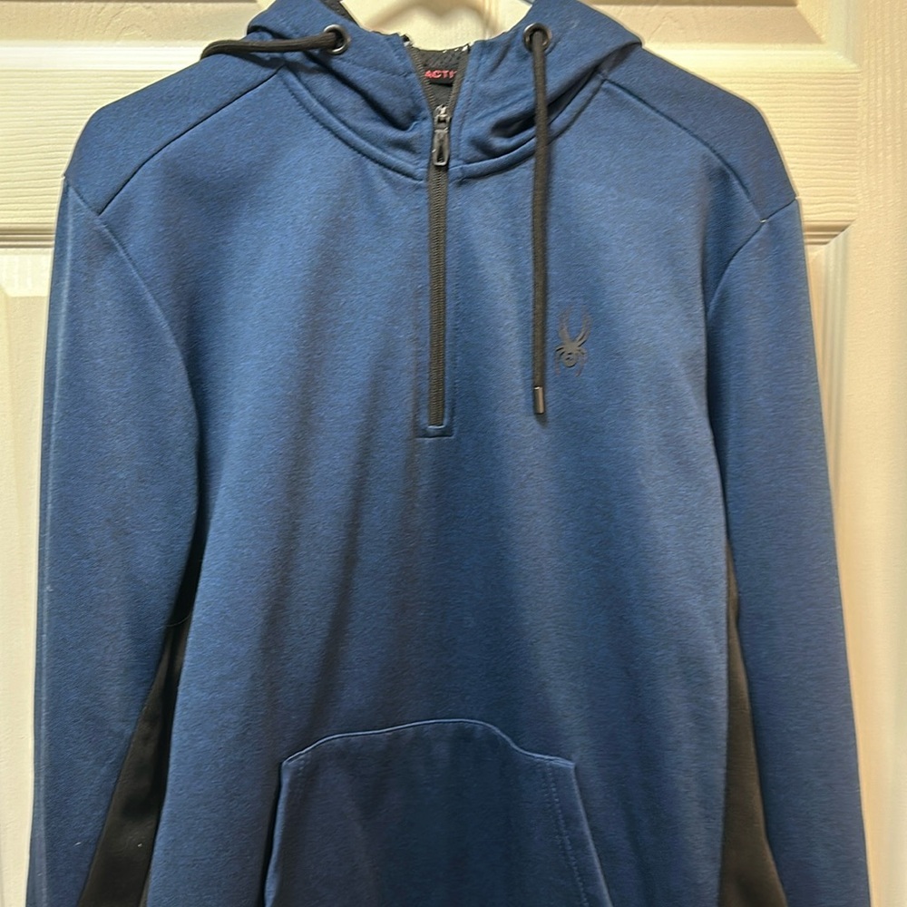 Mens Spyder Hoodie Blue and Black Size Large